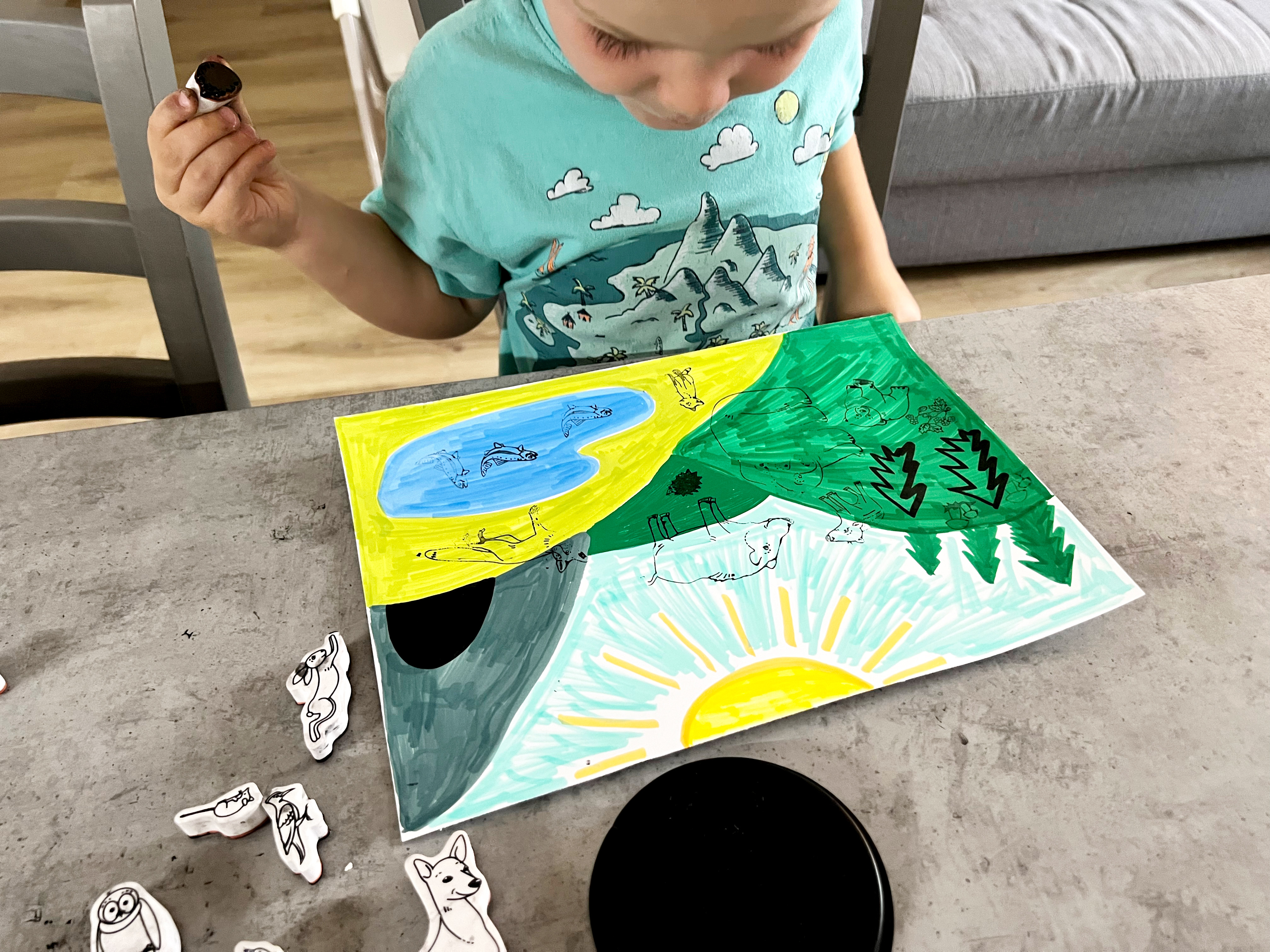 razítka lesní zvířátka